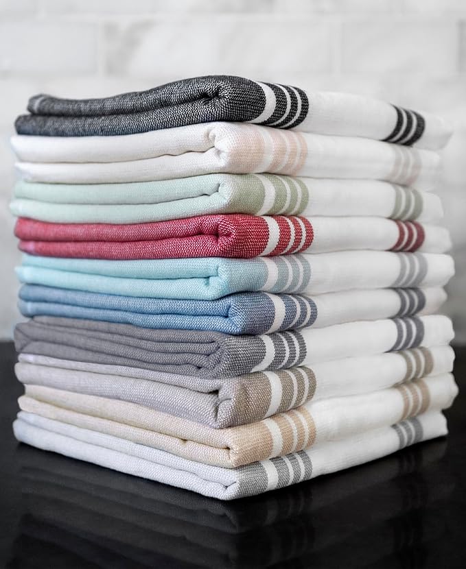 All-Clad Dual-Purpose Kitchen Towels: Highly Absorbent - 100% Cotton, 17"x30" Dish Towels for Cleaning & Drying Dishes & Glassware, 3-Pack, Black