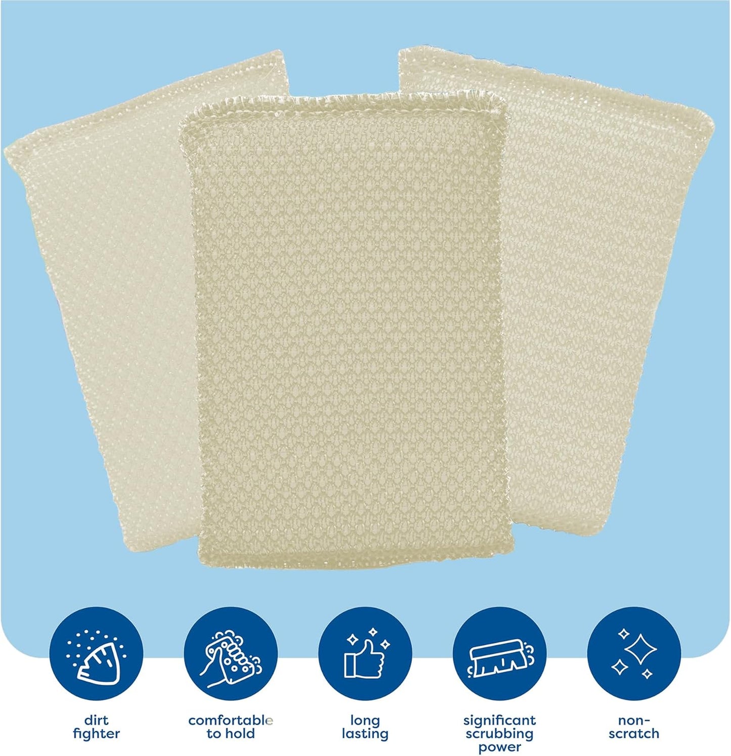 6 Scrub Sponges Kitchen by SCRUBIT, Multi-Purpose Scouring Pads, Non-Scratch Cleaning Sponges for Dishes, Pots & Non-Stick Cookware - Long Lasting Dish Scrubbers for Kitchen, Bathroom & More