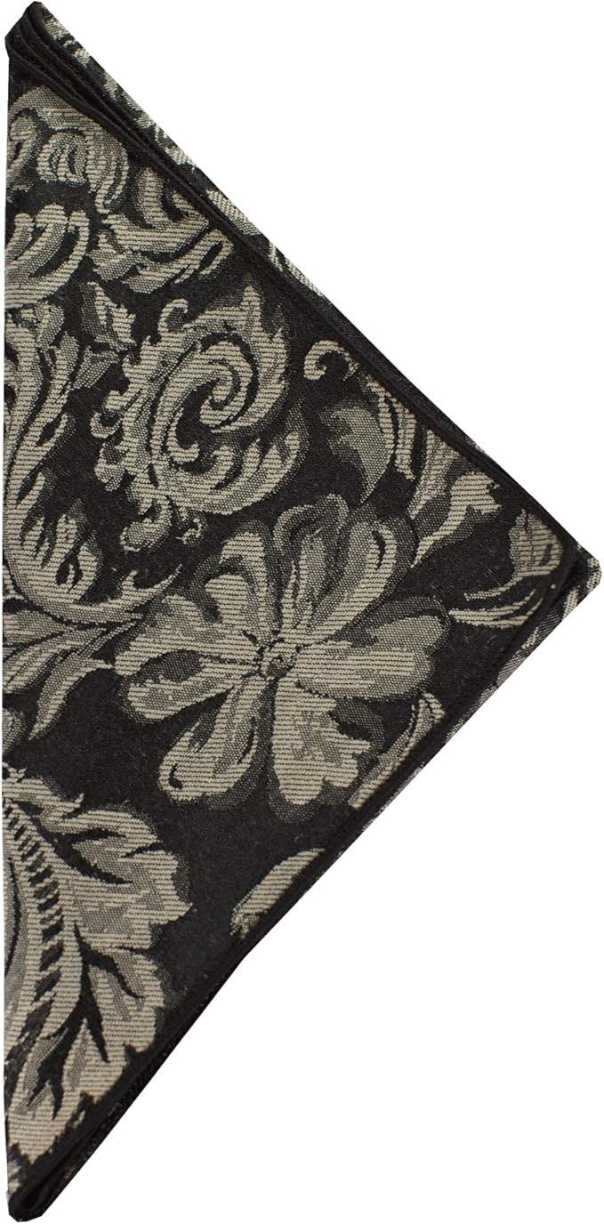 Ultimate Textile Miranda Damask Black Cloth Napkins - 17" x 17" (Set of 24) Square Washable Cotton Polyester for Wedding, Party & Dining Events