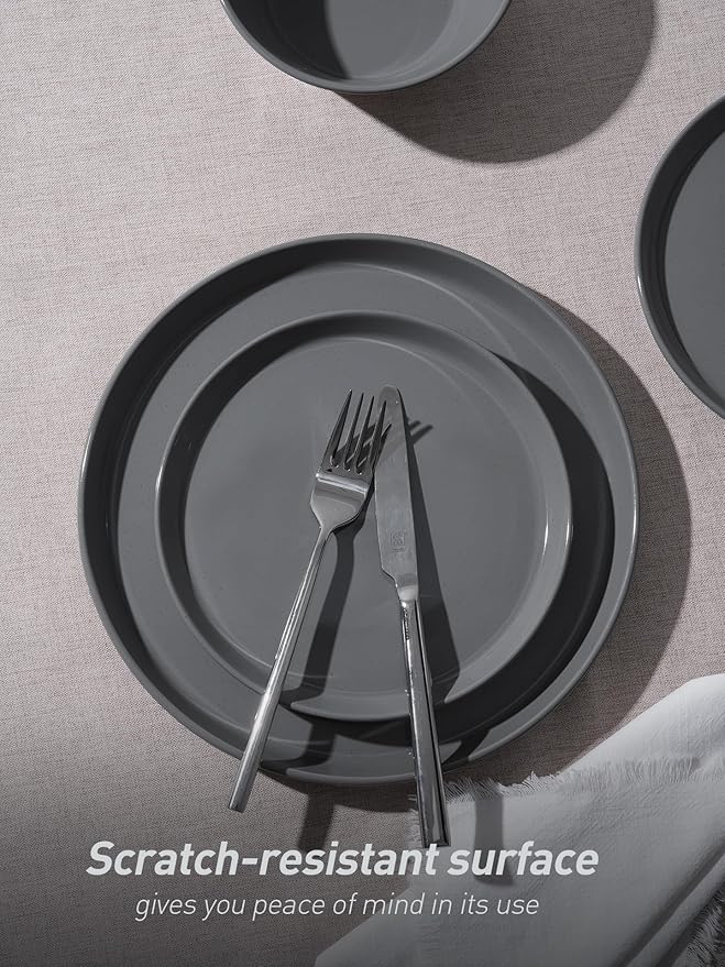 Famiware Saturn Speckled Dinnerware Sets for 8 (24 Pieces), Stoneware Plates and Bowls Dish Set - Chip and Scratch Resistant, Microwave and Dishwasher Safe, Multi-color