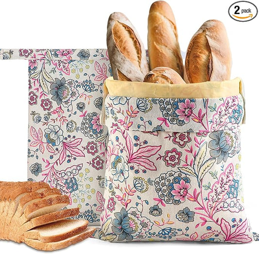 Reusable Bread Bags for Homemade Bread, 2 Pack XL Cotton Beeswax Bag for Sourdough, Beeswax Bags, Sourdough Storage Bag