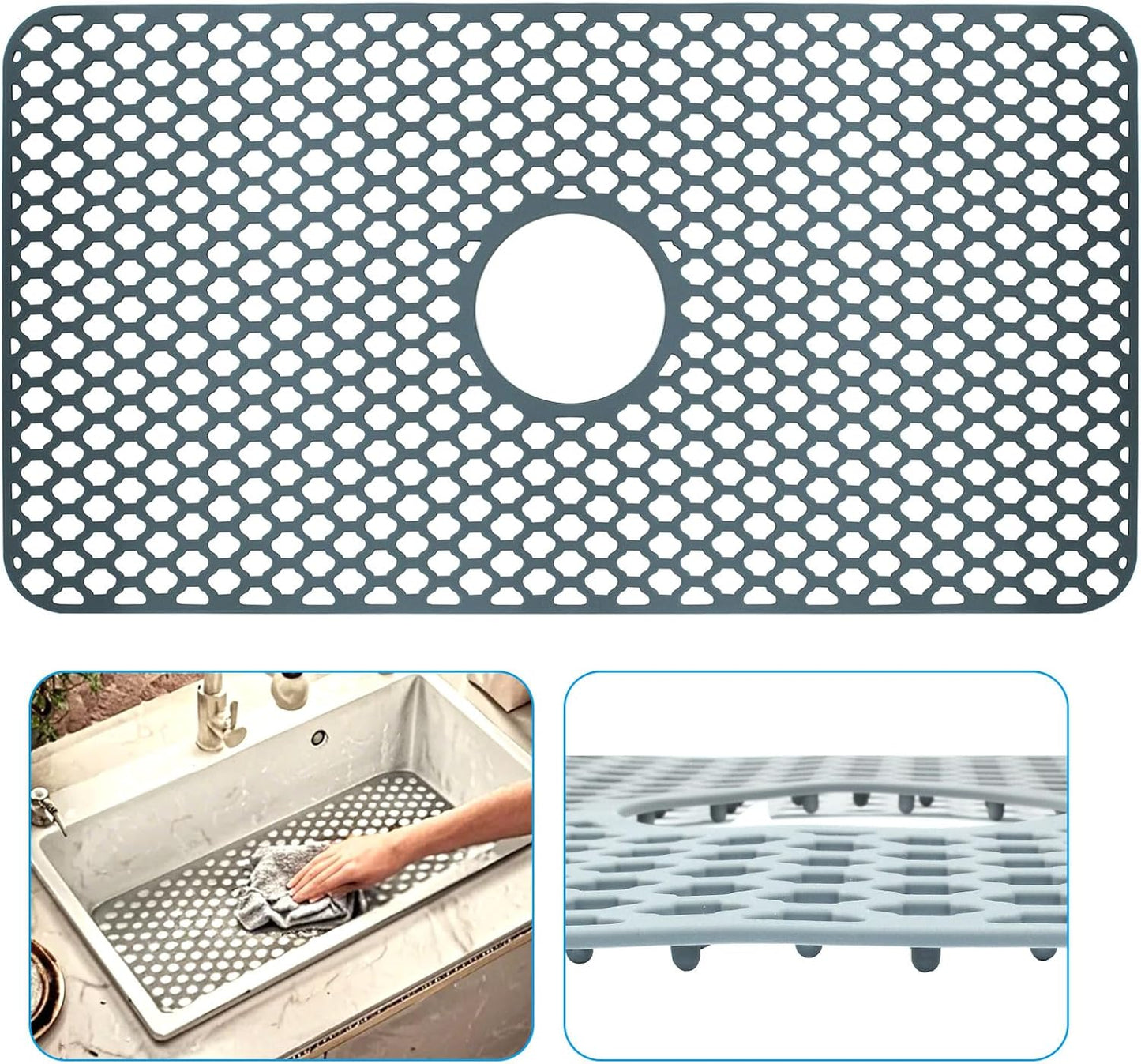 1 Pack 28"x15" Heat Resistant Silicone Sink Mat Protector, Non-slip Mat Kitchen Large Accessory, Dishwasher Suitable Sink Protectors for Bottom of Farmhouse Kitchen Stainless Steel
