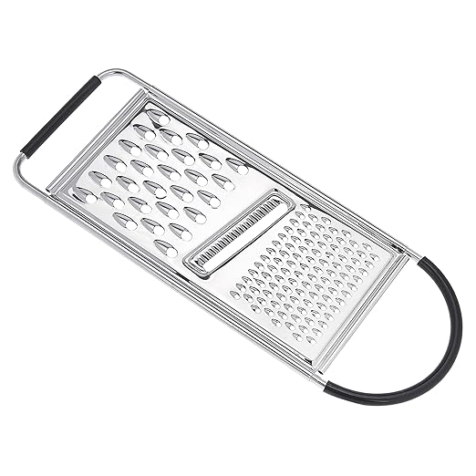 Amazon Basics Cheese Grater with Handle, Stainless Steel Zester, Rectangular, Non-Slip, Multifunction Tool for Kitchen Prep, Black