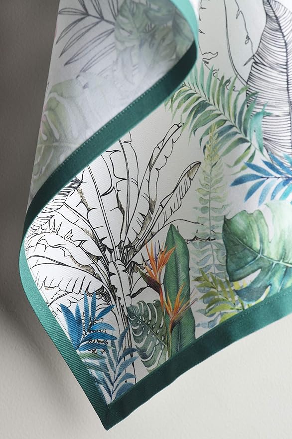 Maison d' Hermine Kitchen Towels Set of 3 100% Cotton 27.50" x 20" Reusable Cloth Tea Dish Towels Absorbent with Hanging Loop for Kitchen, Home, Dining, Cocktail Parties Spring/Summer (Tropiques)