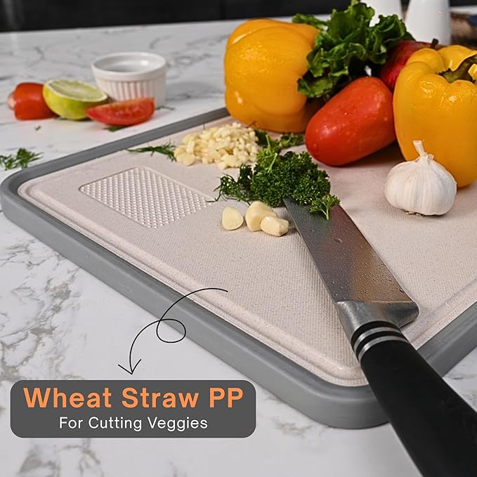 Premium Double Sided 304 Stainless Steel Cutting Board | Non Toxic, Heavy Duty Stainless Steel Chopping Board with Juice Groove | Dishwasher Safe Kitchen Board - Rubik Grooved Diamond