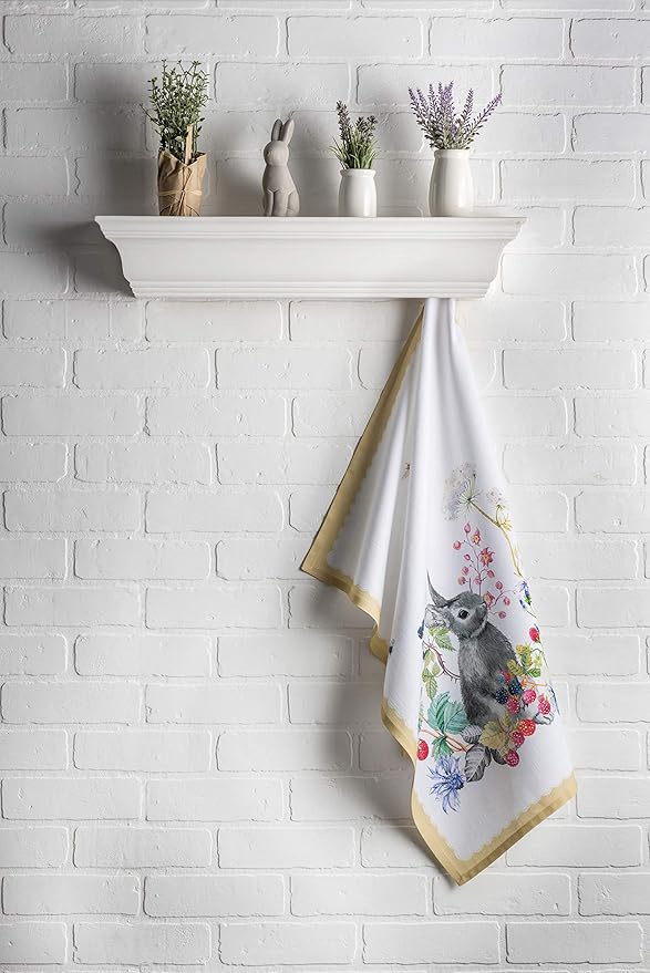 Maison d' Hermine Kitchen Towels Set of 3 100% Cotton 27.50" x 20" Reusable Cloth Tea Dish Towels Absorbent with Hanging Loop for Kitchen, Home, Dining, Cocktail Parties Spring/Summer (Printemps)