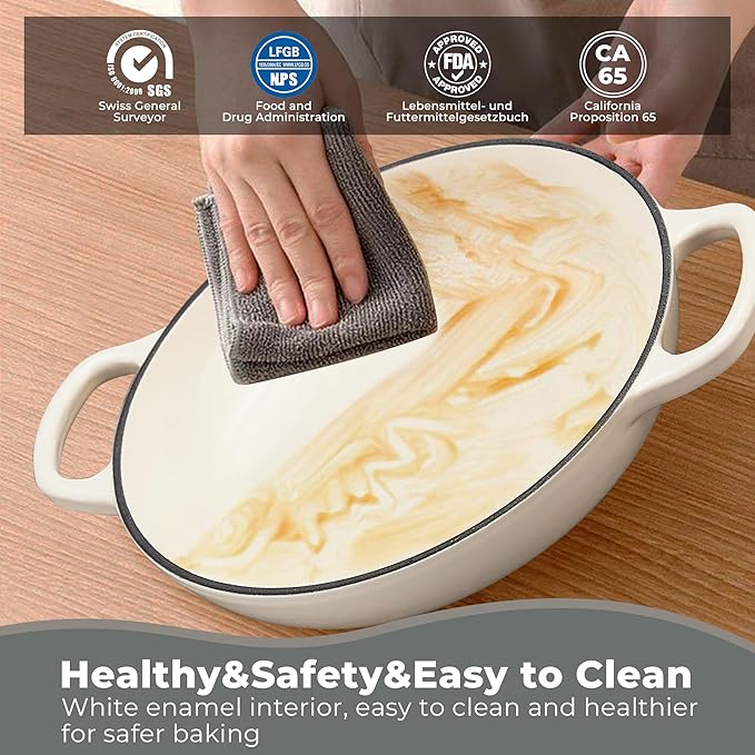 Enameled Cast Iron Bread Oven for Sourdough, Dutch Oven for Bread Baking with Lid, Dutch Oven Bread Pan, 6 Qt, White