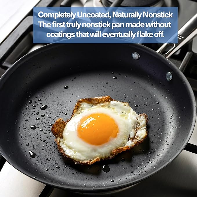 Misen Carbon Nonstick™ Frying Pan – Carbon Steel Pan, Naturally Nonstick No-Coating Surface, Ultra-Durable & Oven-Safe, Induction & Gas Compatible - 10 Inch