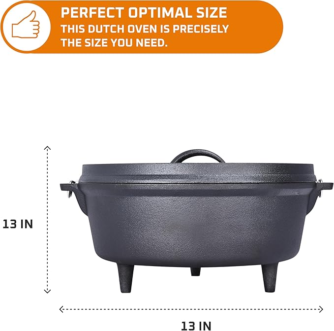 Bruntmor 5 Qt Camp Dutch Ovens Set - Black: Experience high-performance cooking with this versatile and durable 3-piece set, including a pot, lid, and 9" meat rack/trivet. - 13 x 13 inch