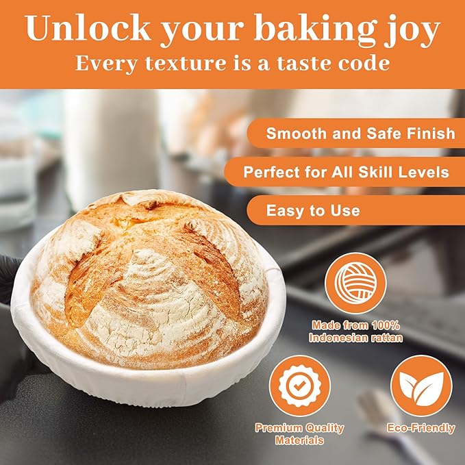 Sourdough Starter Kit, 9" Round and 10" Oval Banneton Bread Proofing Basket, Sourdough Bread Baking Supplies for Home and Kitchen, Sourdough Kit, Sour Dough Starter Kits.