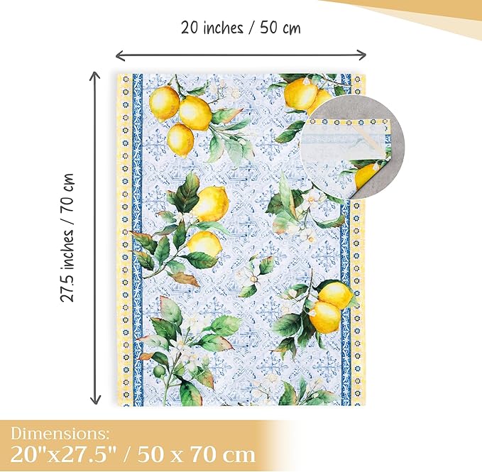 Maison d' Hermine Kitchen Towels Set of 3 100% Cotton 27.50" x 20" Reusable Cloth Tea Dish Towels Absorbent with Hanging Loop for Kitchen, Home, Dining, Cocktail Parties Spring/Summer (Citrus)