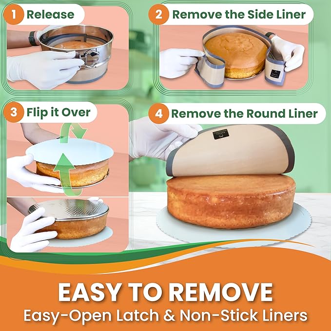 STAINLESS STEEL Springform Pan with REUSABLE Nonstick Silicone Liner - NON TOXIC Springform Pan for Cheesecake, 9 Inch Springform Ppan