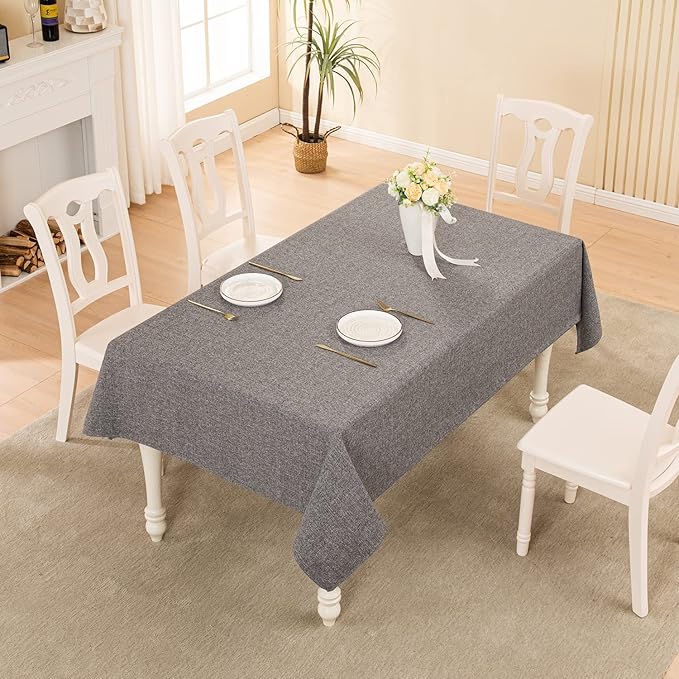 BALCONY & FALCON Rectangle Tablecloth Washable Wrinkle Resistant and Water Proof Table Cloth Decorative Linen Fabric Tablecloths for Dining Parties Kitchen Wedding and Outdoor Use (Gray, 47x63)