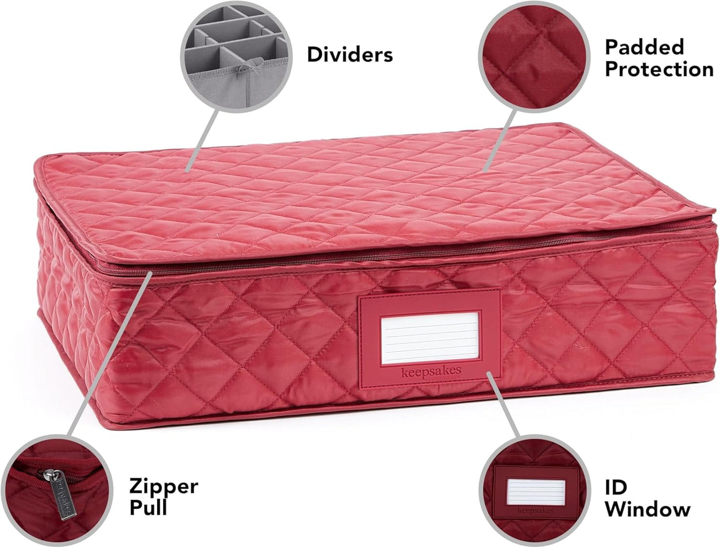 Covermates Flatware Storage - Washable and Stain Resistant, ID Window, Kitchen Storage, Red