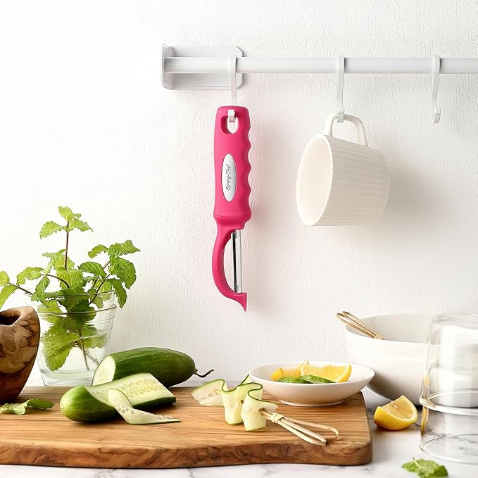 Spring Chef Premium Stainless Steel Vegetable Peeler for Kitchen, Dishwasher Safe Apple Peeler with Non-Slip Handle & Sharp Blades, Peel Potato, Fruit, Veggie, Carrot, Mango, Cucumber - Pink