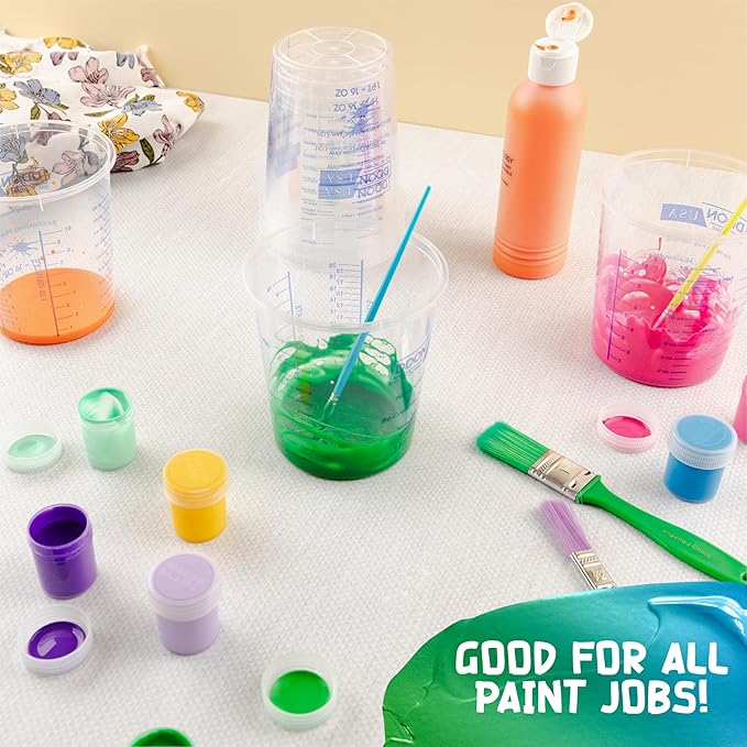 16 Oz Disposable Measuring Cups for Resin, Pack of 10 Clear Graduated Plastic Mixing Resin Epoxy Measuring Cups, Reusable Use for Paint, Epoxy Resin, Art, Kitchen - Liquid Mixing Cups