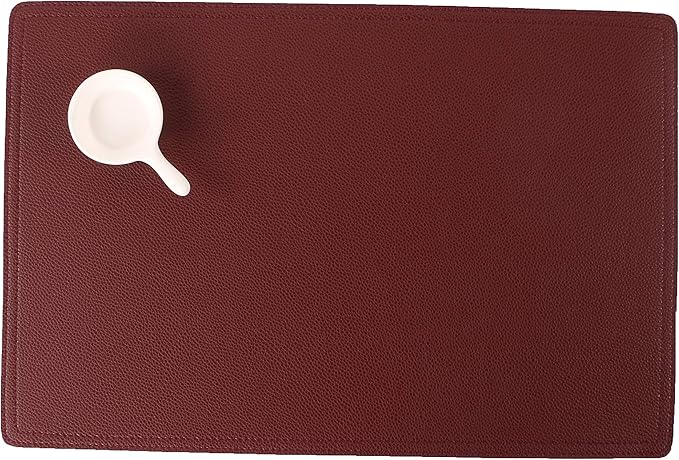 Faux Leather Red Placemats, PU Table Mats, Set of 4, Waterproof, Stain Resistant, Heat Resistant, Non-Slip Easy to Clean for Kitchen Dining Table,Conference Table