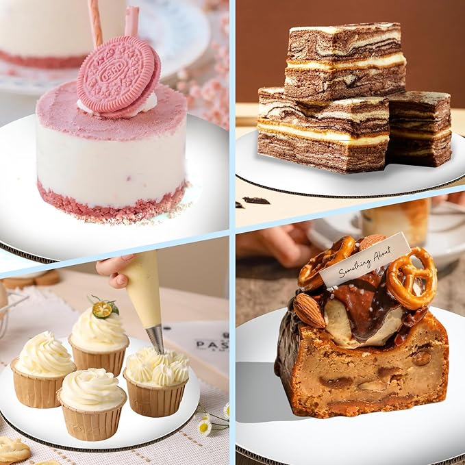 JCD 40 PCS Sliver Cake Boards, Cake Boards 8 Inch Round, Disposable Cake Plates, Food Grade Cake Base Cake Tray Cake Circles, 8 Inch Cake Board Sliver Cardboard Base(Sliver, 8inch/40Pcs)