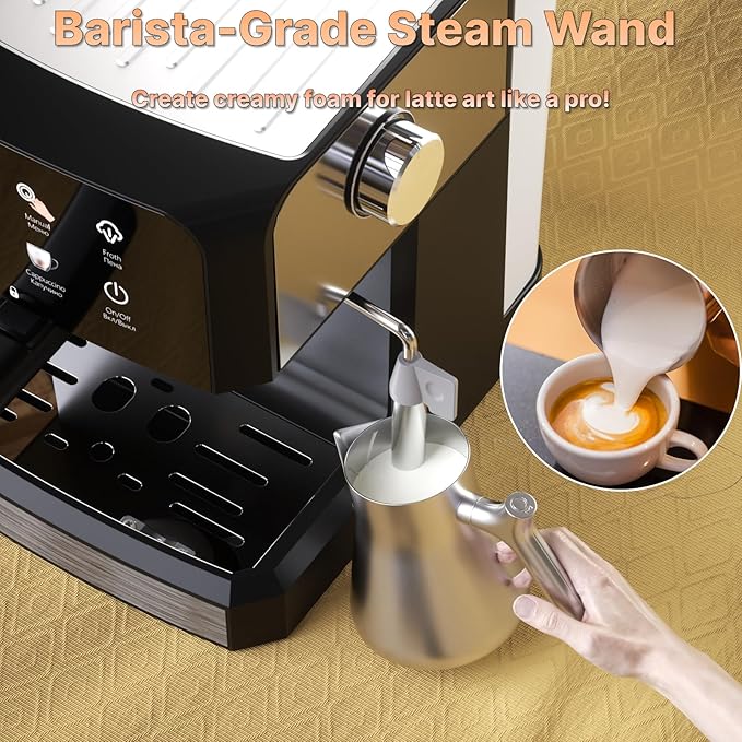 Expresso Machines for Home,20 Bar Professional Espresso Coffee Machine with Milk Frother,Coffee Maker for Latte Cappuccino，Espresso Maker with 52oz Removable Water Tank