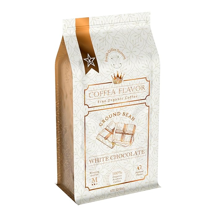 White Chocolate Flavored Ground Coffee – Medium Roast, 100% Arabica, Single Origin, Organic – Naturally Flavored, No Artificial Sweeteners – by Coffea Flavor