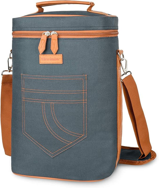 Tirrinia 4 Bottle Wine Gift Carrier - Gray, Padded, Insulated, Portable, Versatile, Stylish