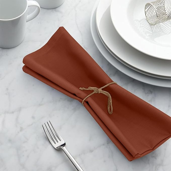 Ruvanti Cloth Napkins Set of 12, 18x18 Inches, Napkin Cloth Washable, Soft & ‎Absorbent 100% Cotton Napkins, Perfect for Wedding, Christmas, ‎Thanksgiving, and Dinner - Rust