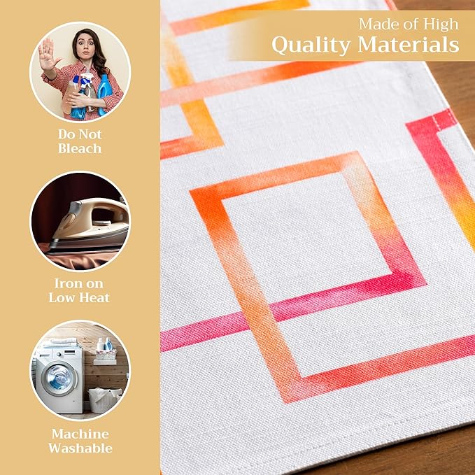 Maison d' Hermine Placemats Set of 4 100% Cotton Washable Cloth Place Mats, Reusable Table Mats for Kitchen Dining Decoration, Party, Wedding, Restaurant Spring/Summer (Summer Maze, 13" x 19")