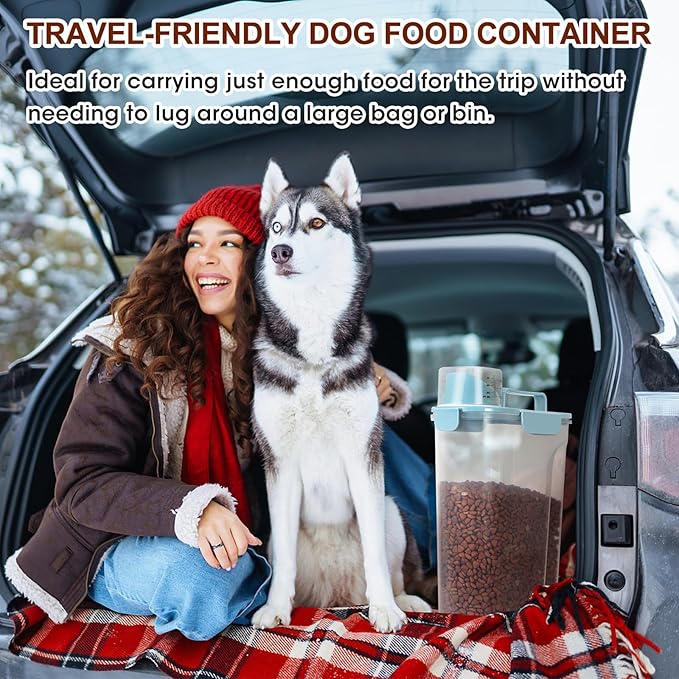 TBMax Dog Food Storage Containers 2 Pack 8 to10 Lbs, Airtight Pet Food Container Dispenser with Large Spout & Portable Handle, Travel Dog Treat Cat Food Storage Bin Bird Seed Container