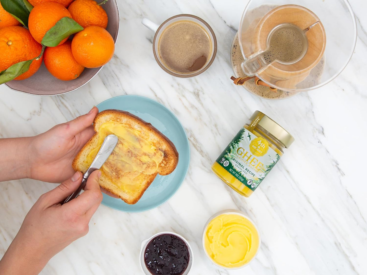 4th & Heart Original Grass-Fed Ghee, Clarified Butter, Keto, Pasture Raised, Lactose and Casein Free, Certified Paleo (32 Ounces)