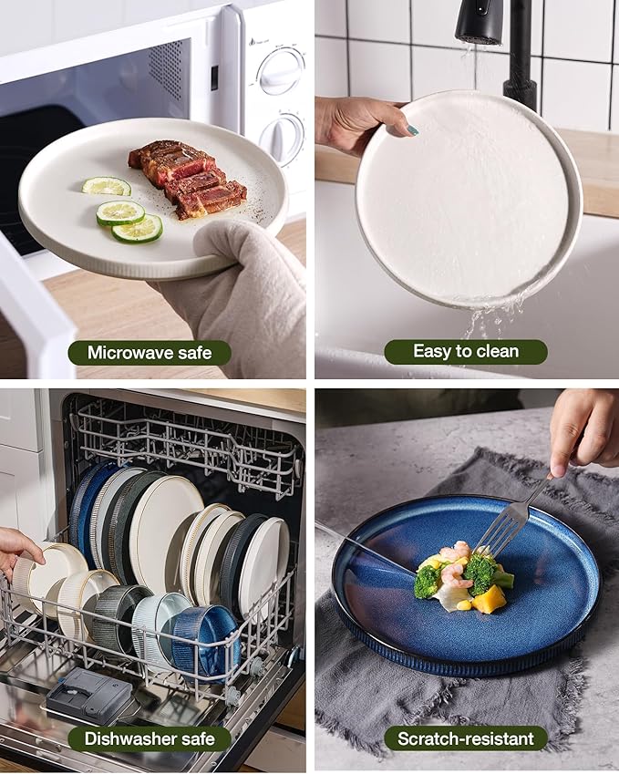 famiware Star Plates and Bowls Sets, Modern Stoneware Dinnerware Sets for 6, 18-Piece Kitchen Dish Set - Chip and Scratch Resistant, Microwave and Dishwasher Safe Tableware, Matte White