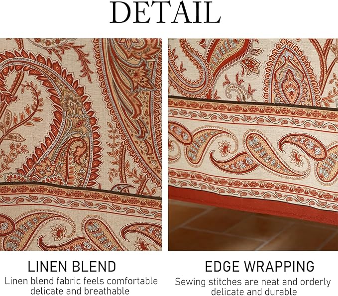 French Tablecloth for Square Tables,Linen Table Cloth with Cashew Pattern,Heavy Durable Table Cover for Dining Thanksgiving Kitchen Decor Party Banquet Christmas,55"*55"