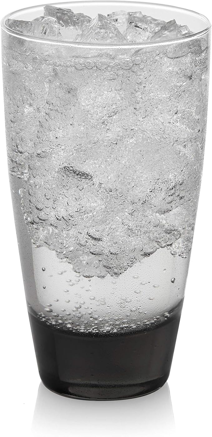 Libbey Classic Rocks and Tumbler Glasses Set of 16, Smoke Hue, Lead-Free Water Glasses, Dishwasher Safe Drinking Glasses Set