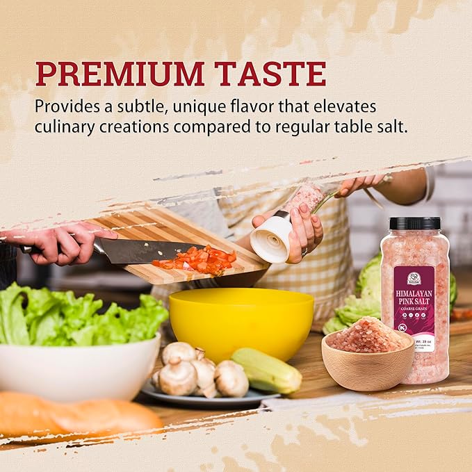 52USA Himalayan Pink Salt, Coarse Grain, 39 oz (2.4 LB), Pink Himalayan Sea Salt, Sea Salt for Grinder Refill, Kosher Salt