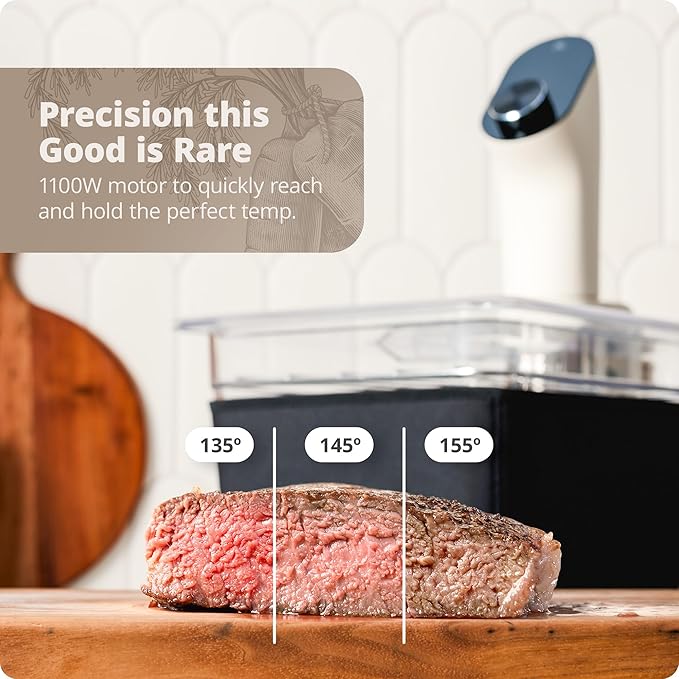 Greater Goods Kitchen Sous Vide Machine - Precision Cooker, Immersion Circulator, Brushless Motor, 1100 Watts (Birch)