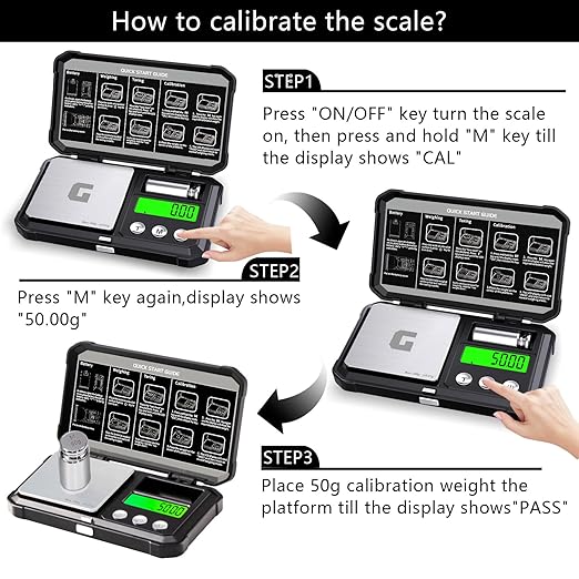 Digital Pocket Gram Scale 300g x 0.01g Accuracy， Small Mini High Precision Jewelry Scale Digital Weight Grams and Oz for Gold,Diamond，Arrows, Powders and Mdicine,with 50g Cal Weights