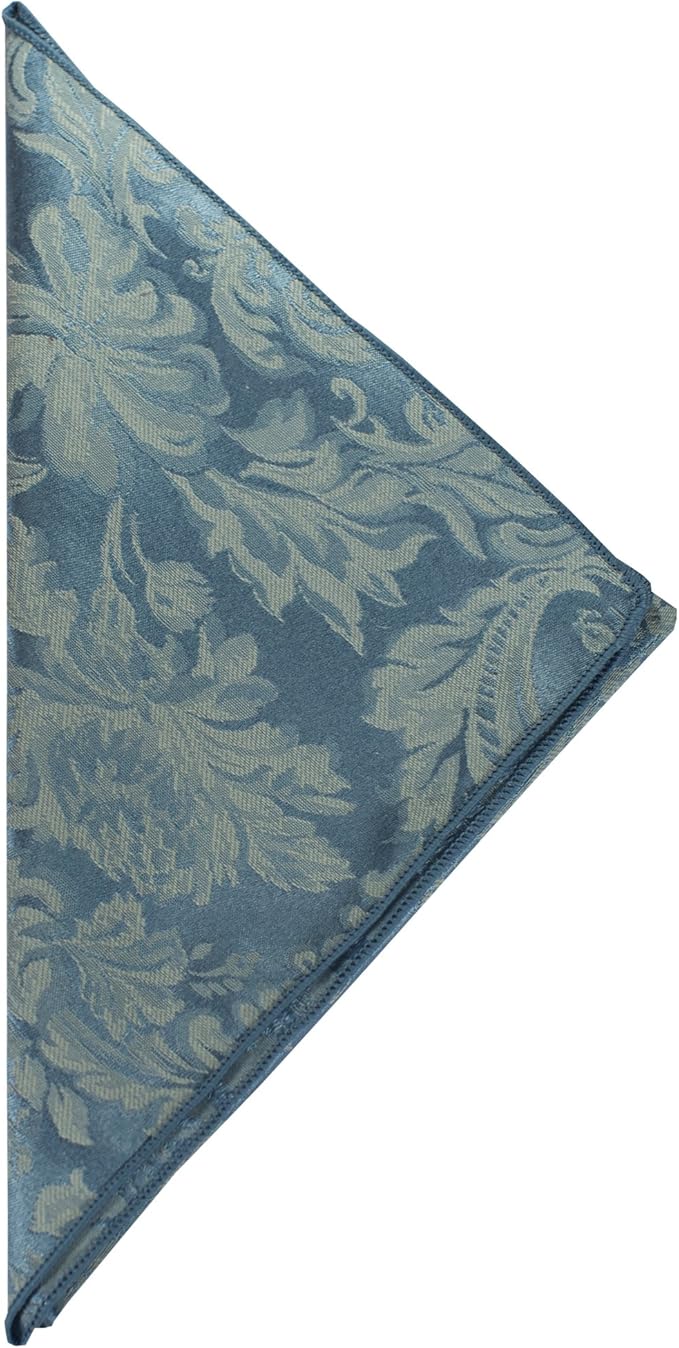 Ultimate Textile Miranda Damask Slate Blue Cloth Napkins - 17" x 17" (Set of 24) Square Washable Cotton Polyester for Wedding, Party & Dining Events
