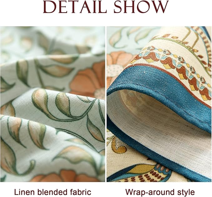 patdrea Designer French Linen Blue Tablecloth for Rectangle Table,Vintage Floral Table Cloth,Colorful Decoration Fall Cover Kitchen Dining for Thanksgiving,Christmas,63"x87"-Wensel