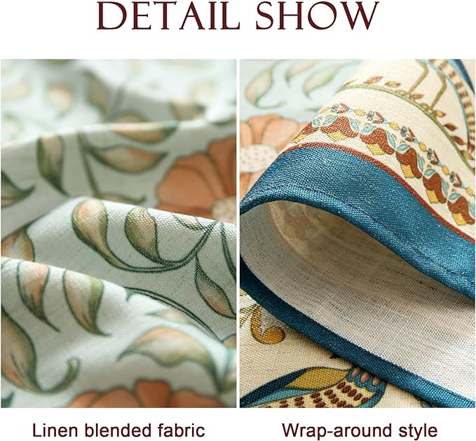 patdrea Designer French Linen Blue Tablecloth for Rectangle Table,Vintage Floral Table Cloth,Colorful Decoration Fall Cover Kitchen Dining for Thanksgiving,Christmas,67"x118"-Wensel