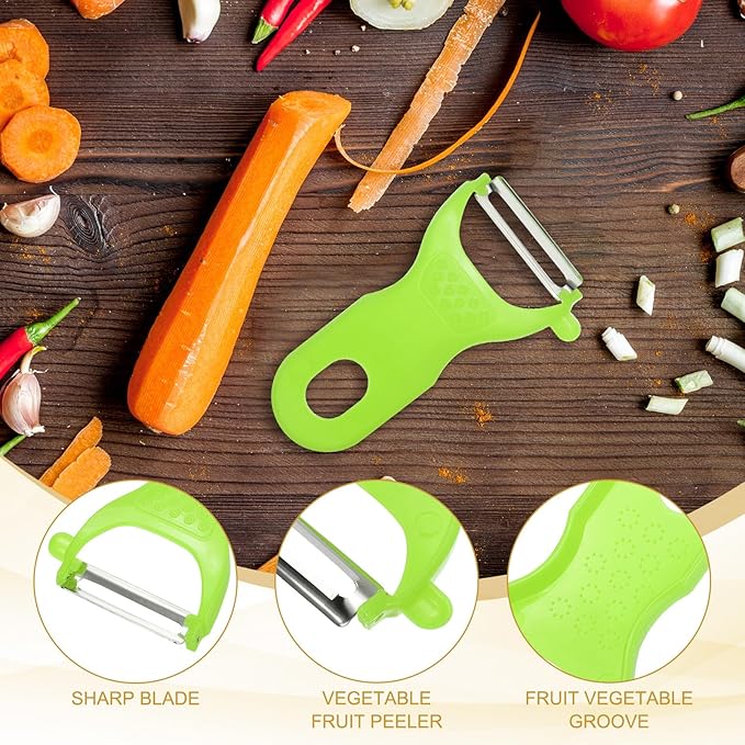uxcell Vegetable Peeler Set, 4.5 Inch Stainless Steel Potato Peeler for Apple Fruits Green