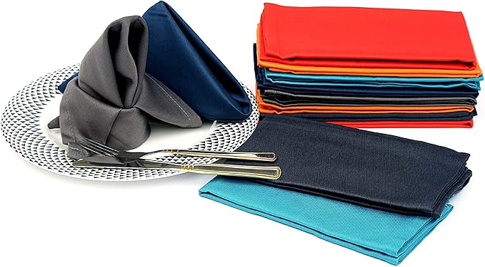 Ruvanti Cloth Napkins Set of 24, 18x18 Inch Napkins Cloth Washable, Soft, Durable, Absorbent, Cotton Blend. Table Dinner Napkins Cloth for Christmas Parties, Restaurant, Weddings, Dinner - Multi Color