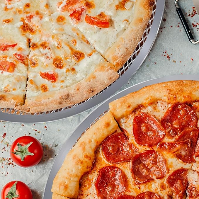 3 Pcs Pizza Screen 10 Inch 12 Inch 13 Inch Aluminum Alloy Seamless Pizza Pan Non Stick Mesh Pizza Tray for Oven BBQ Kitchen Restaurant Cookware Baking Tool