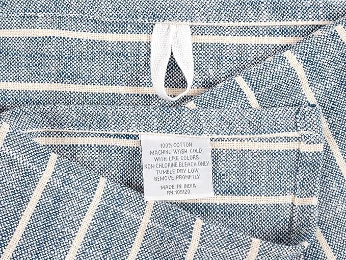 KAF Home Natural Rustic Farmhouse Slubbed Kitchen Towel | 100% Cotton Dish Towel, 18 x 28 Inches | Soft and Absorbent (Navy, Set of 4)