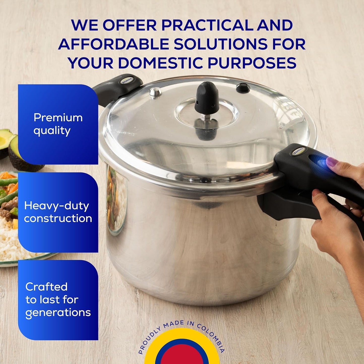 Universal (10.5 Quart / 10 Liter) Anti-Rust Ultra Pressure Cooker, Aluminum Construction for 11 Servings, and Even Heat Distribution, Diameter 10.4 inches, Height 10.6 inches