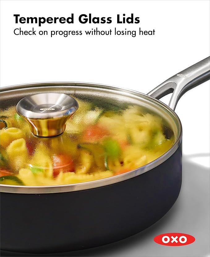 OXO Professional 10 Piece Cookware Pots and Pans Set, Hard Anodized Ceramic Nonstick PFAS-Free,Stainless Steel Handles,Induction,Skillets,Saute,Diamond Reinforced Coating,Dishwasher & Oven Safe,Black