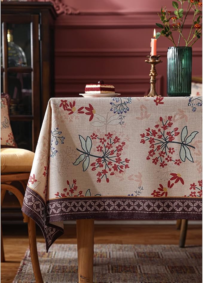 patdrea French Linen Table Cloth Soft Breathable Tabletop Cover Decorative Kitchen Dining Tablecloth for Rectangular Tables for Parties,Holiday,Christmas,63"x 94"