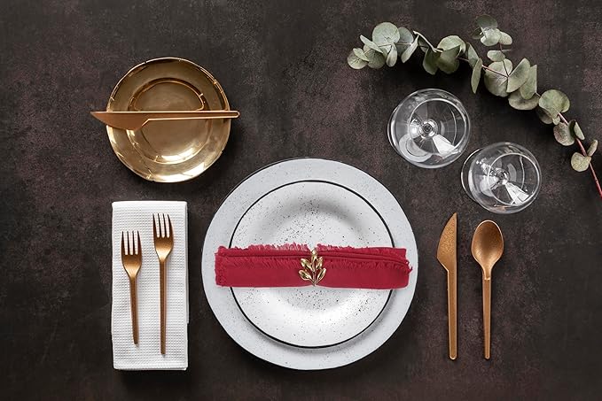 ACCENTHOME Red Cotton Linen Napkin Set of 12 18x18 inch Dinner Napkins - Washable Soft Premium Hotel Quality Reusable Napkins Perfect Table Napkins for Family Dinners, Weddings & Everyday Use