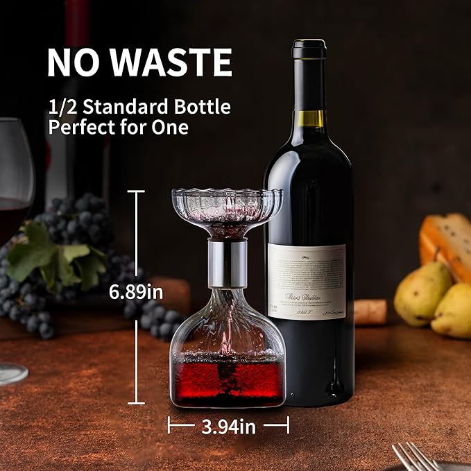 SOUL ONE Wine Decanter, Personal Portable Decanter(365ml), 100% Lead-free, Wine Gift, Wine Accessories, for Business Trip, Picnic,Sharing with Friends and Solitary Moment_Patterned