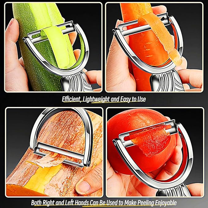 Maxjoy Vegetable Potato Apple Carrot Fruit Veggie Peeler - Corn Kernel Ergonomic Handle, Ultra Sharp Stainless Steel Blades - Silver