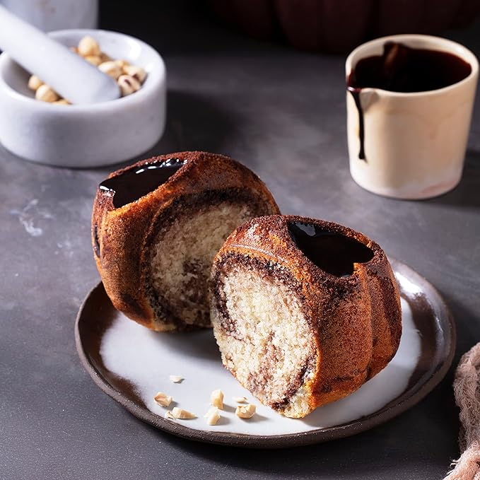 Heart Shape Molded Cast Aluminum Cake Pan, Titanium Coating, Non-Stick, 12 Cups, Heavy Duty, 10 Inch Pound Pan intended for Bundt Cakes, Gifts for Mom, Fluted Tube Pan, Easy to Clean (Black)