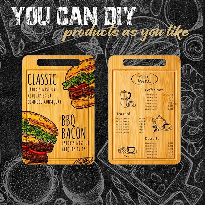 Nuenen 10 Pcs Bulk Wood Cutting Board with Handle 12 x 7.8 Inch Bamboo Wooden Kitchen Serving Chopping Boards for Pizza, Bread, Charcuterie, Fruit, Vegetables(Bamboo)